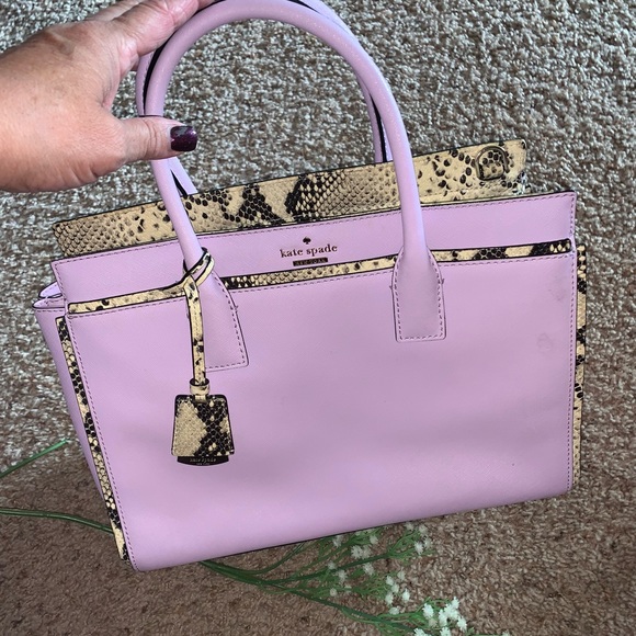 Large Kate Spade Snakeskin & Lavender Purse - Picture 7 of 8